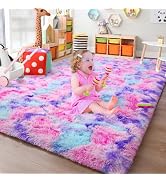 Chicrug Cute Fluffy Area Rug for Girls Bedroom, 4x6 Feet Fluffy Kids Rug for Room Decor, Shag Sof...