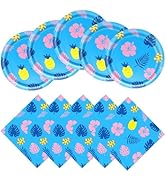 DTDO 40Pcs Hawaii Plates and Napkins Birthday Party Serves 20
