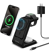Smtcsl 3 in 1 Wireless Charging Station: 5000mAh Removable Power Bank Charger Stand for Phone/Wat...