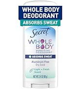 Secret Whole Body Deodorant Dry Feel Stick + Absorbs Sweat for Women, Light &amp; Fresh Scent, Alumin...