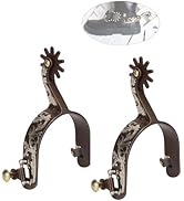 KUIDAMOS Western Spurs Horse Spurs 1 Pair, Low Carbon Steel Western Cowboy Spurs Carved Decoratio...