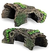 2PCS Aquarium Trunk Decoration Small Hollow Tree Trunk Hideout Log Hideaway Fish Tank Resin Wood ...