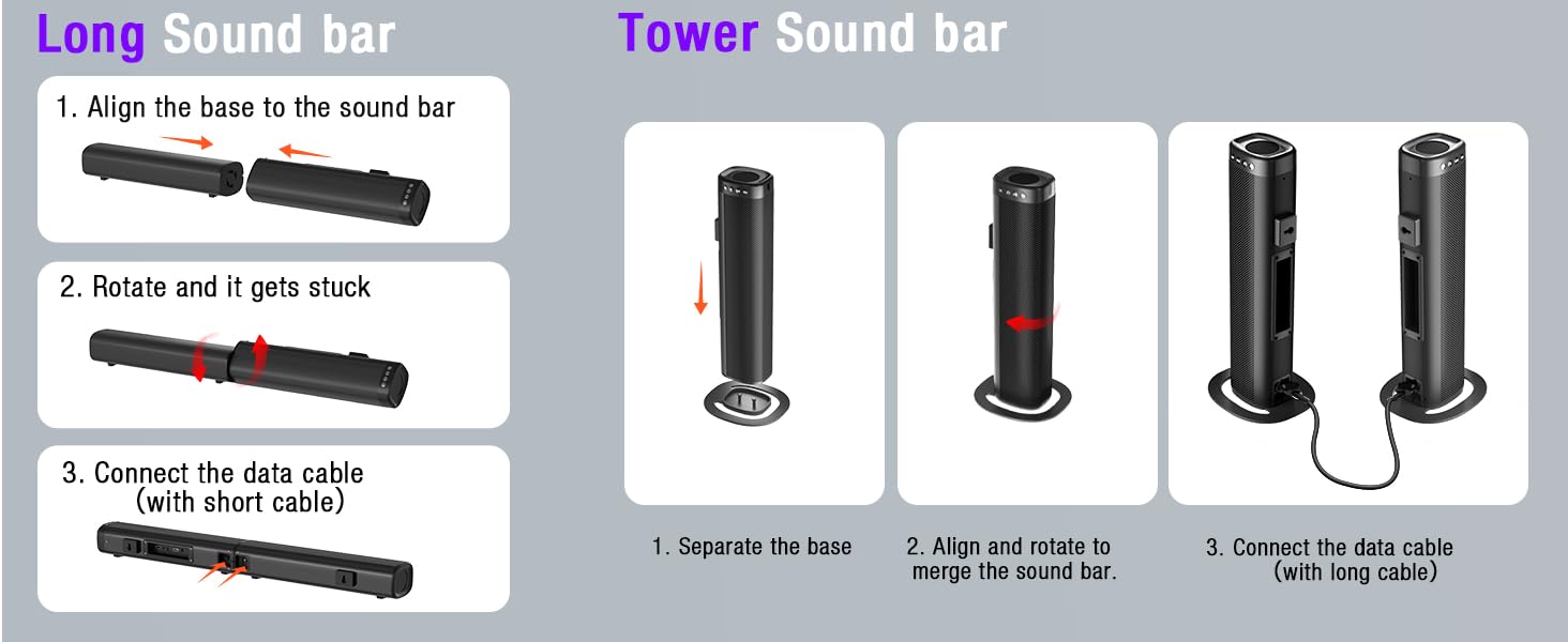 2 in 1 Detachable Home soundbar