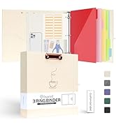 Ospelelf 3 Ring Binder, 2 Inch Linen Binder Organizer with Zipper Pouch, 5 Tab Dividers with 10 P...