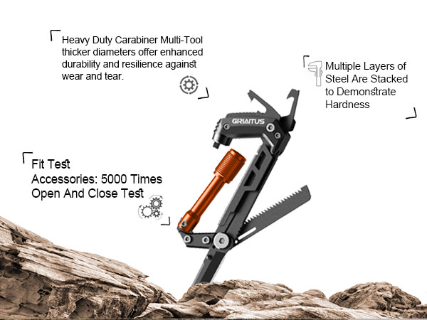 carabiner multitool knife orange yellow