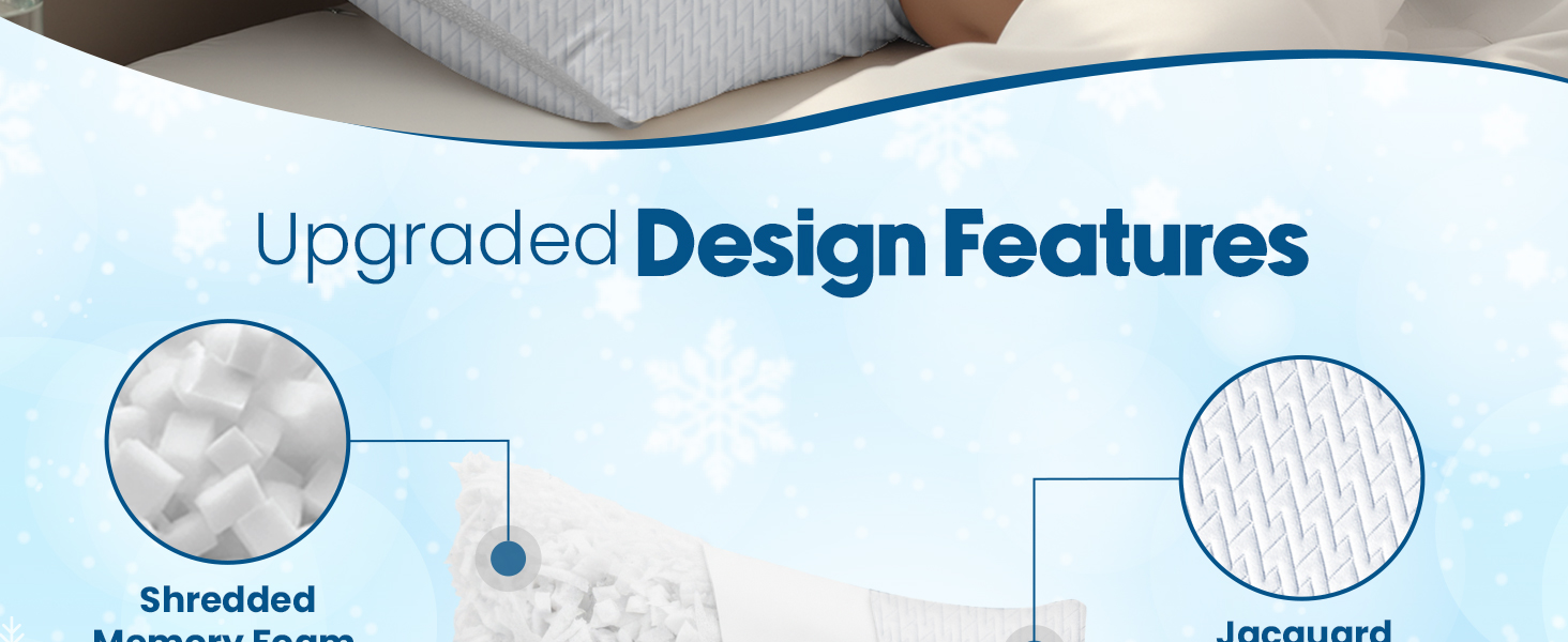 cooling pillow, shredded memory foam pillows, queen pillows, king size pillows hotel quality