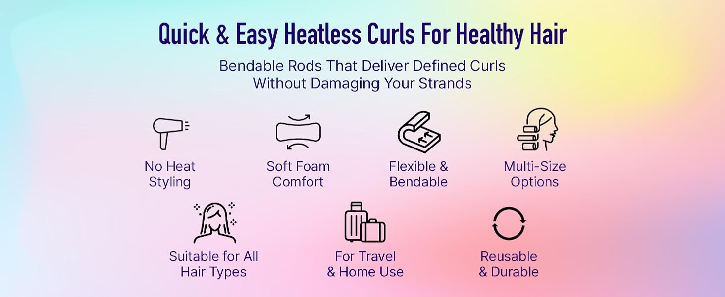 red by kiss flexi rods bouncy heatless curl wave overnight no heat flexible hair curler foam no slip