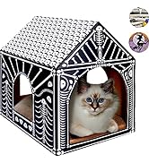 LiBa Cardboard Holiday Cat House with Scratch Pad and Catnip, Cat Bed for Indoor Cats, Cat Scratc...
