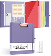 Ospelelf 1 Inch 3 Ring Binder with Zipper Pouch, 5 Plastic Binder Dividers with 10 Pockets, Linen...