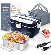DUPASU Electric Lunch Box for Adults: 100W Heated Lunch Box Food Heater, 1.8L Heating Lunchbox fo...