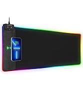 Wireless Charging RGB Gaming Mouse Pad, 31.5"x15.7" Large Desk Mat, Desk Pad with Wireless Charge...
