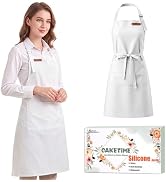 CAKETIME Silicone Aprons for Women with Pockets Cooking Baking Kitchen Waterproof Accessories Che...