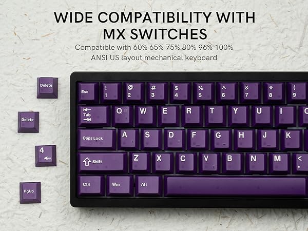 Purple Jade keycaps,Double Shot PBT keycaps Jelly Set,Ceramic Custom Keycap Translucent