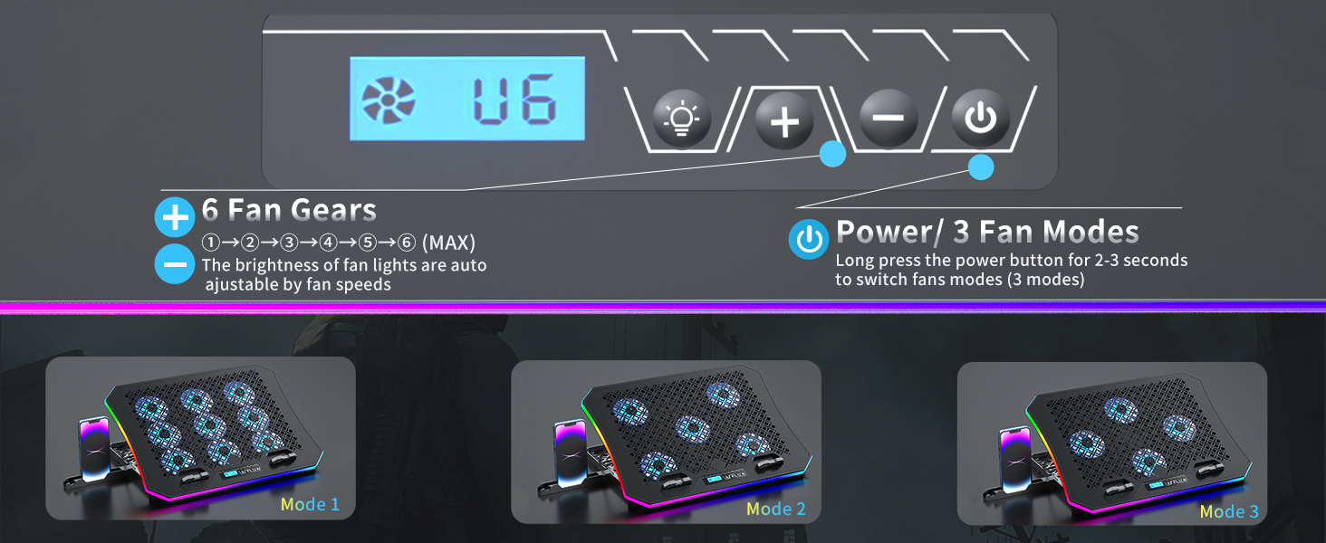 3 Fan Modes & 6 Fans speed