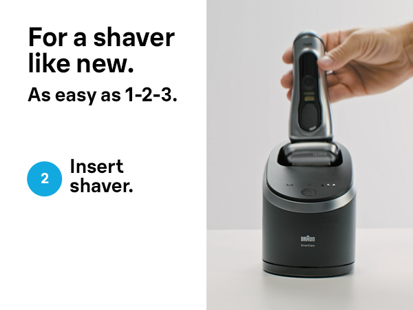 Use Braun CCR refills for a shaver like new. Secondly, insert shaver into the Clean&amp;Charge station.