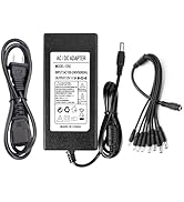 HOAYVKJ Security Camera Power Supply Adapter 12V 5A with 8-Way Power Splitter Cable, 100-240V AC/...