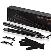 K&amp;K 1 inch Flat Iron Small Mini Tourmaline Titanium Hair Straightener 1 inch Plate 4D 360°Swivel ...