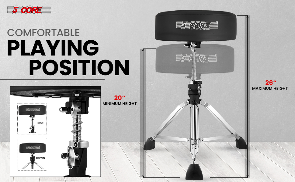 Professional Drum Throne, Seat Swivel Height Adjustable Chair Heavy Duty Stool for Drummer