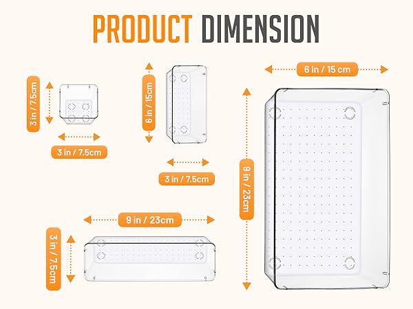 Drawer organizer set dimensions