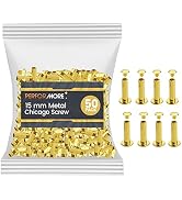 50 Pack of Chicago Screw Post Binding Screws, 15mm Brass Plated Metal Screw Posts for Scrapbookin...