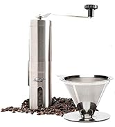 JavaPresse Manual Coffee Grinder Pour Over Bundle - Manual Burr Coffee Grinder with Pour Over Cof...