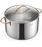 Ciwete 8 Quart Stock Pot with Lid, Upgraded Tri-Ply Stainless Steel Pot, Seamless Soup Pot with S...