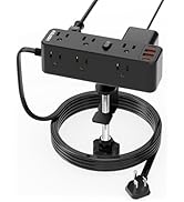 HOPOW Desk Clamp Power Strip, Desktop Edge Mount Charging Station with 9 AC Outlets 4 USB (2 USB ...