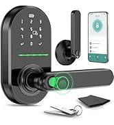 HEI LIANG Smart Door Handle with Biometric Fingerprint,Keypad Keyless Entry Door Lock for Front D...