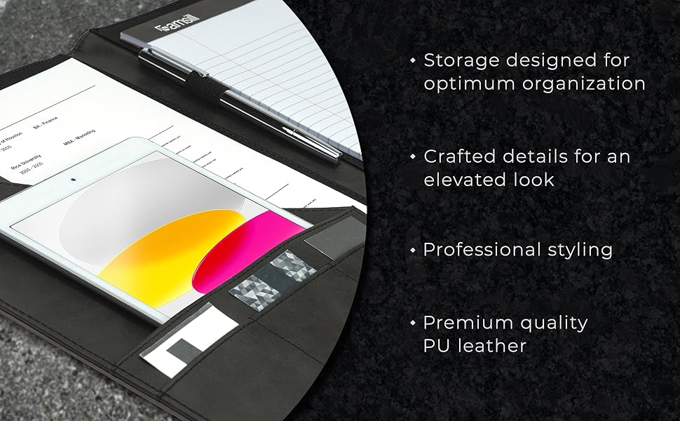 Samsill professional leather black padfolios for work, presentations