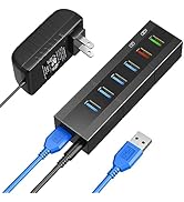 Powered USB 3.0 Hub, RAOYI 6 Ports High Speed USB 3.0 Hub Splitter with 24W Power Adapter, 3.3ft ...