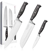 diamosteel 3PCS Knives Set for Kitchen, Include Chef &amp; Santoku &amp; Paring Knife, Professional Cooki...
