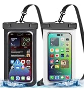 2 Pack Black White Universal Waterproof Phone Pouch, Large Phone Waterproof Case Dry Bag (Protect...