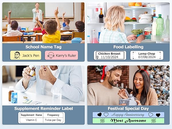 Labels for school, food, supplements &amp; holidays