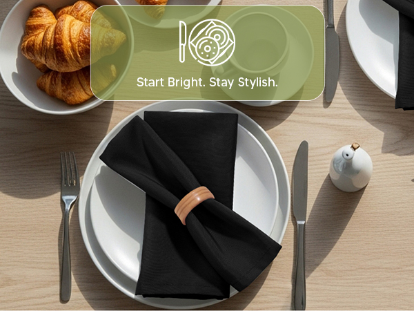black cloth napkins kitchen dinner table ocassion events party decoration wedding christmas newyear 
