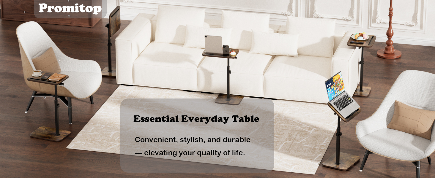 adjustable tv tray table side table for couch