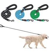 BEAUTYZOO Heavy Duty Rope Dog Leash 3 Pack, 6FT Nylon Pet Leash with Reflective Thread, Soft Padd...