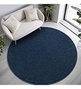 FALARK Navy Blue Round Area Rugs for Living Room Bedroom, 4x4 Feet Ultra Soft Memory Foam Modern ...