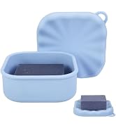Travel Soap Case, Leakproof Soap Box Container, Square Shampoo Bar Case with Draining Layer, Slip...