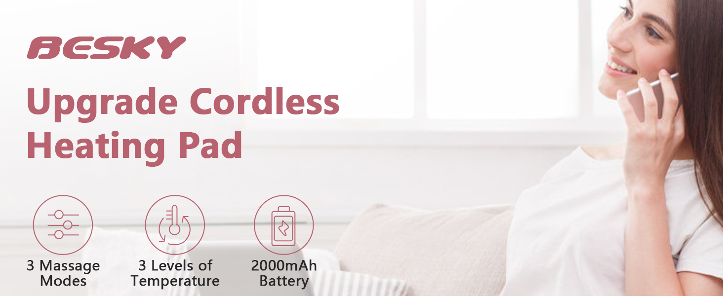 Portable Cordless Heating Pad Heating Pads for Cramps Menstrual Heating Pad