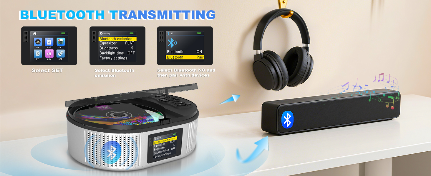Portable CD Player Bluetooth transmitting