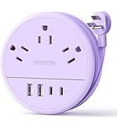 NTONPOWER Purple Extension Cord with 3 AC Outlet 4 USB(2 USB C), Purple Power Strip 4FT Flat Exte...