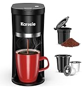 Karosie Small Single Serve Coffee Maker, Fast Brew for K-Cup &amp; Ground Coffee, 6-12 Oz Brew Sizes,...