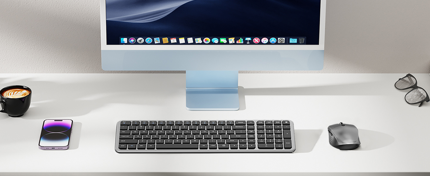 Silent wireless keyboard and mouse