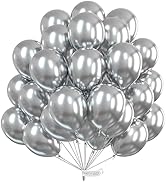 PartyWoo Metallic Silver Balloons, 100 pcs 12 Inch Silver Balloons, Latex Balloons for Balloon Ga...