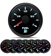 ARTILAURA 240-33ohm Fuel Gauge 7 Color Marine Boat Fuel Gauge 2-1/16" 52mm (All Black)
