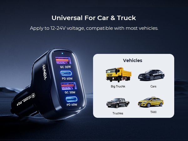 Apply to 12-24V voltage, compatible with most vehicles.