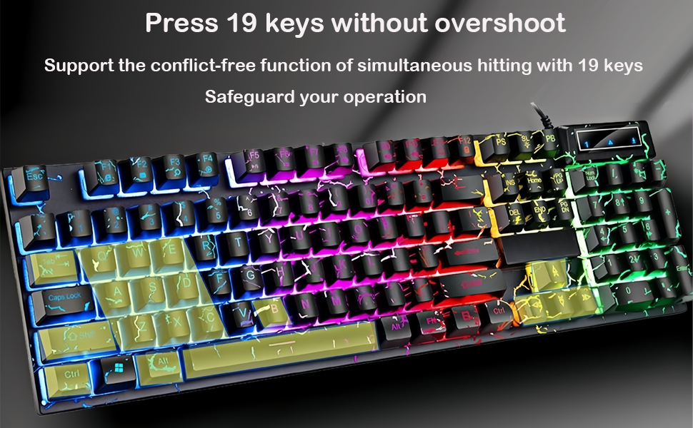 Wired Crack Game Keyboard and Mouse Set with Mechanical Feel,