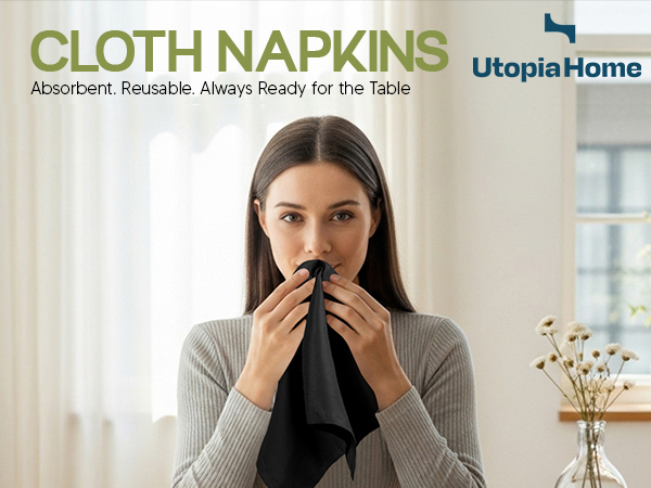 black cloth napkins kitchen dinner table ocassion events party decoration wedding christmas newyear 