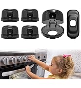 BBsecure Stove Knob Covers - 5+1 Pack Heat Resistant Gas Stove Knob Covers with Child Proof Lock ...