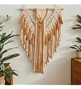 Ni-JASW Brown Macrame Wall Hanging Decor, 21.7" x 30" Chic Boho Woven Tapestries for Bedroom Livi...